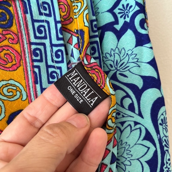 Mandala One Suze Turquoise Wrap Skirt Reversible Double Layer One Size Strap - Picture 3 of 6